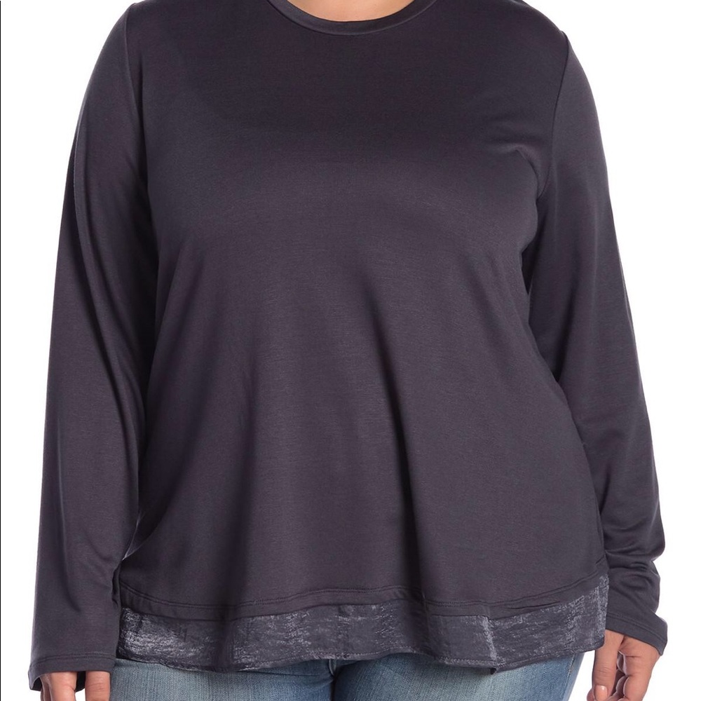 NWT Bobeau Slate Layered Hem Blouse sz 1X